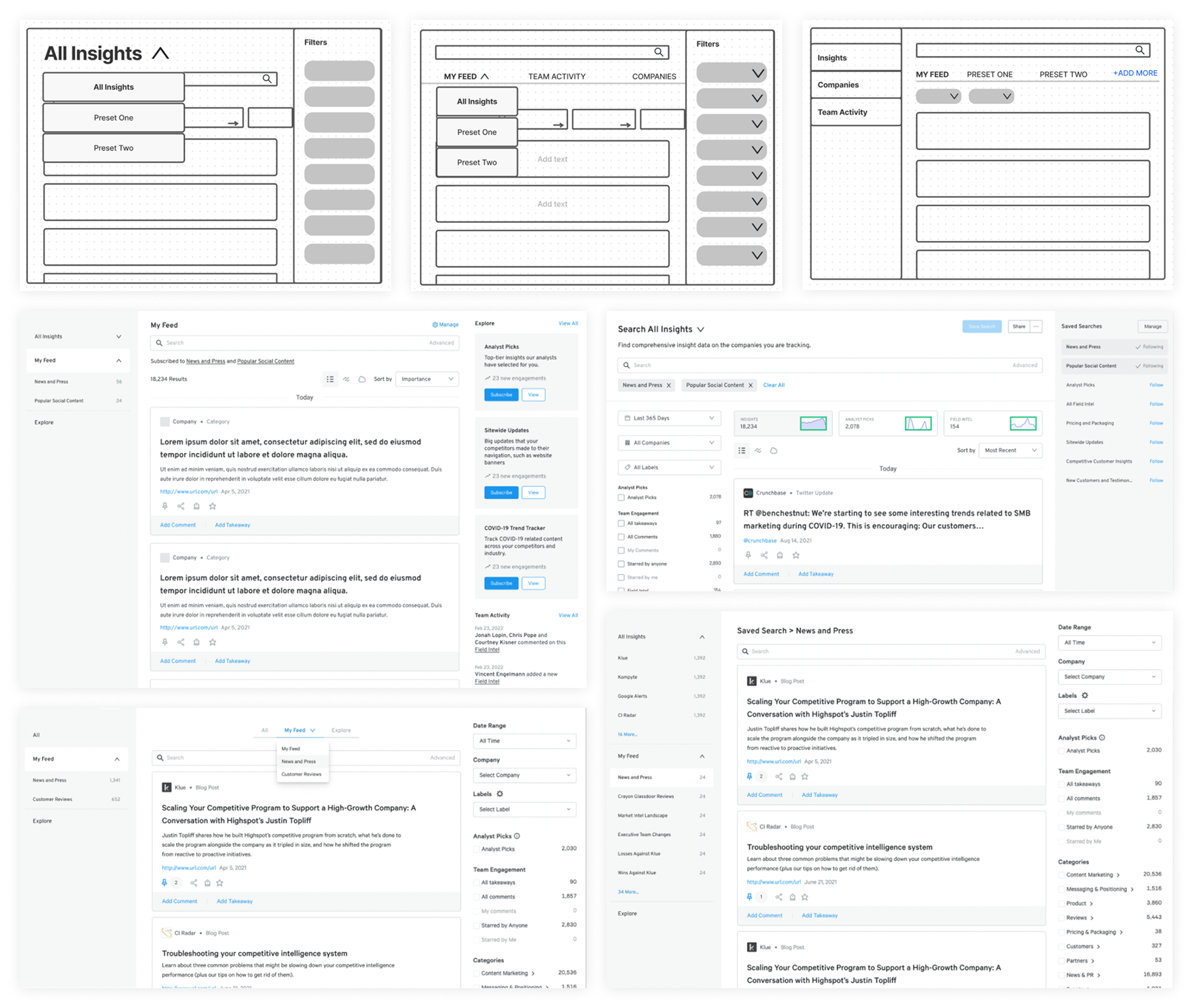 Early iterations of navigation redesign